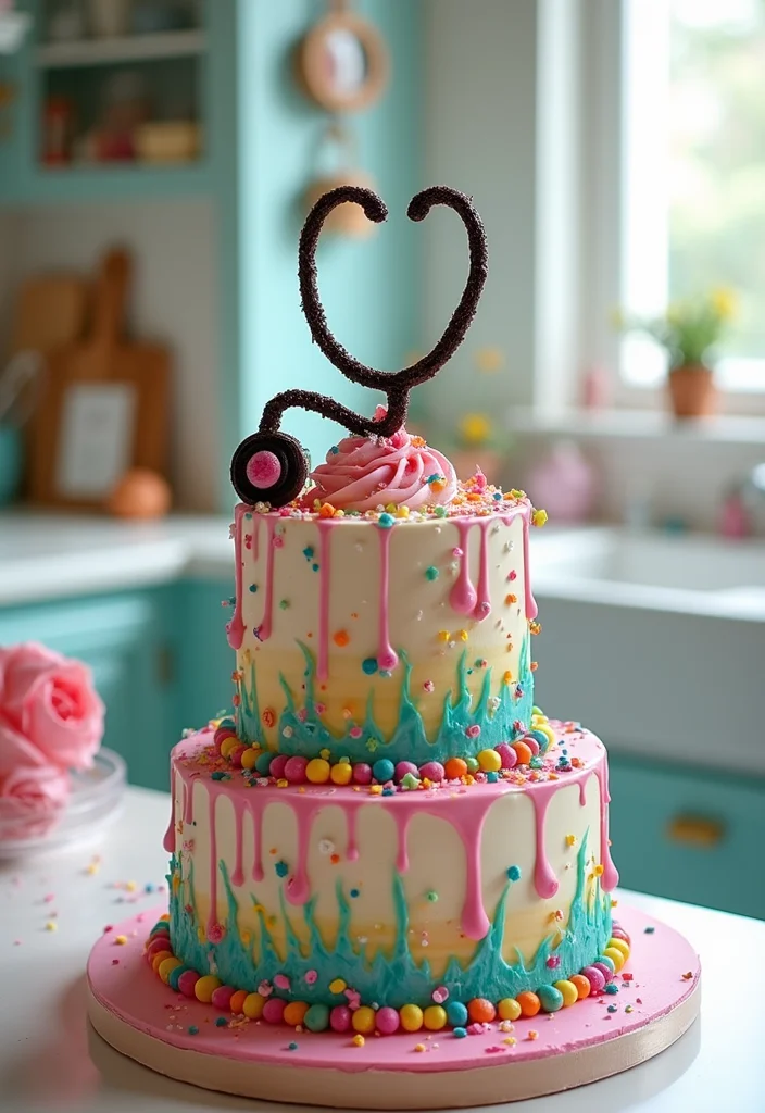 10 Adorable Nurse Cake Ideas That Are So Simple, You'll Want to Bake Them All! - 2. Stethoscope Swirl Cake