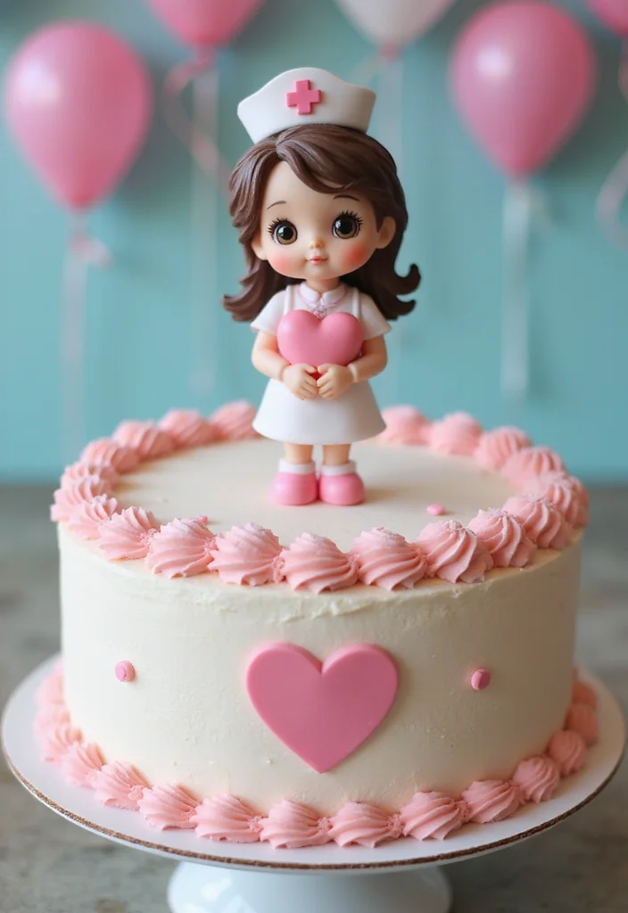 10 Adorable Nurse Cake Ideas That Are So Simple, You'll Want to Bake Them All! - 8. Nurse with Heart Cake