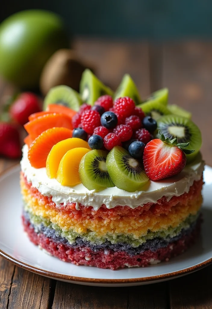 10 Festive Rainbow Cake Decorating Ideas That Are Easier Than You Think! - 4. Fresh Fruit Toppers