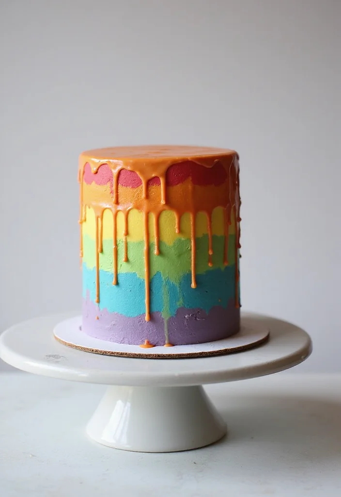 10 Festive Rainbow Cake Decorating Ideas That Are Easier Than You Think! - 5. Rainbow Drip Cake