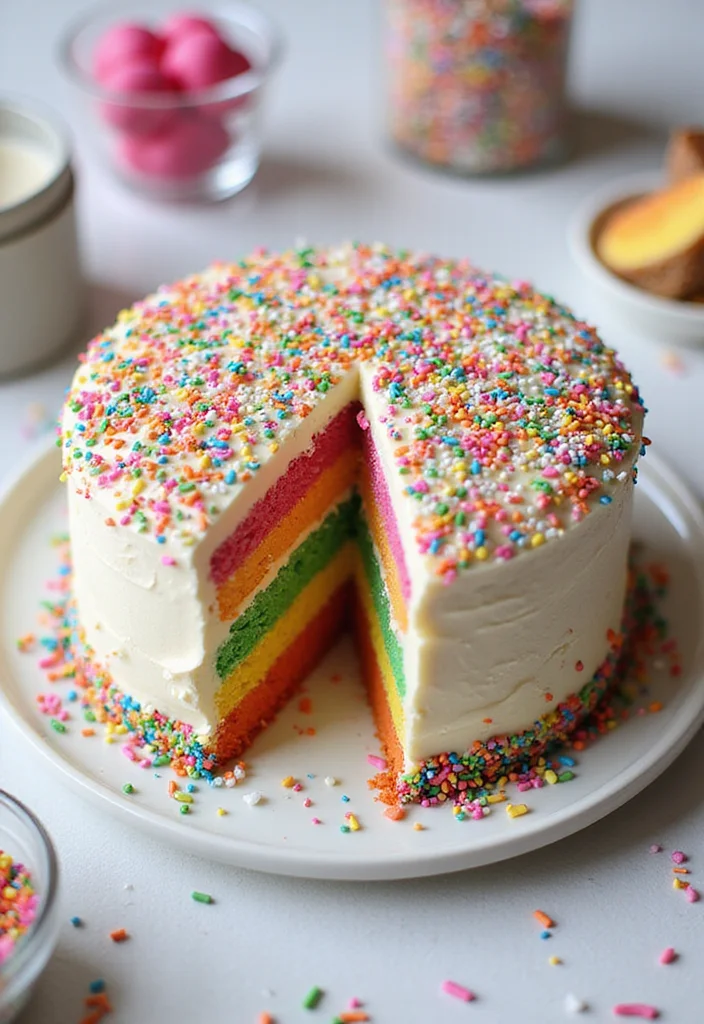 10 Festive Rainbow Cake Decorating Ideas That Are Easier Than You Think! - 6. Sprinkles Galore