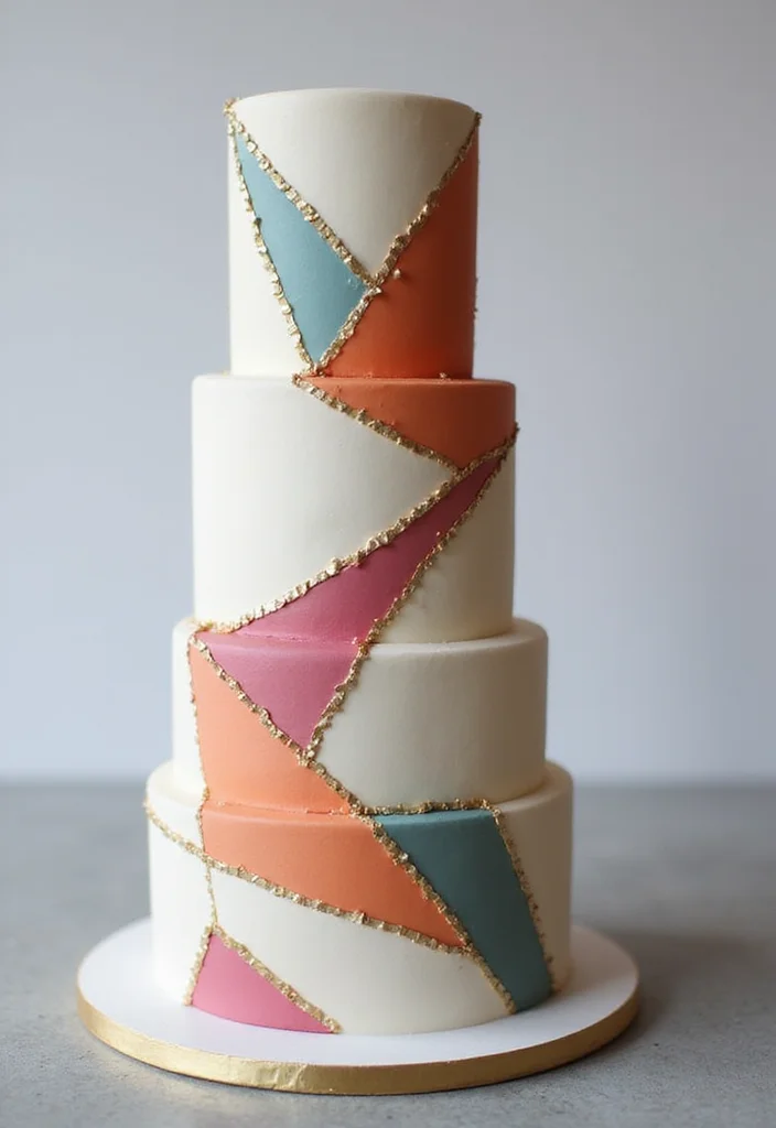 12 Artistic Anniversary Cake Designs That Are Almost Too Pretty to Eat (Almost!) - 3. Geometric Glamour