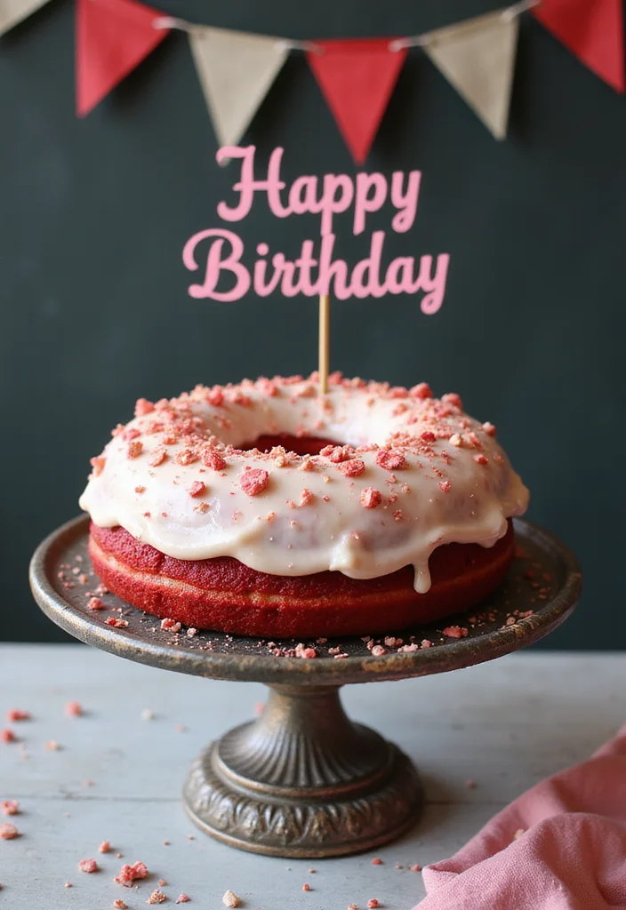 12 Festive Donut Cake Ideas That Will Make Any Birthday Extra Special! - 6. Red Velvet Donut Cake