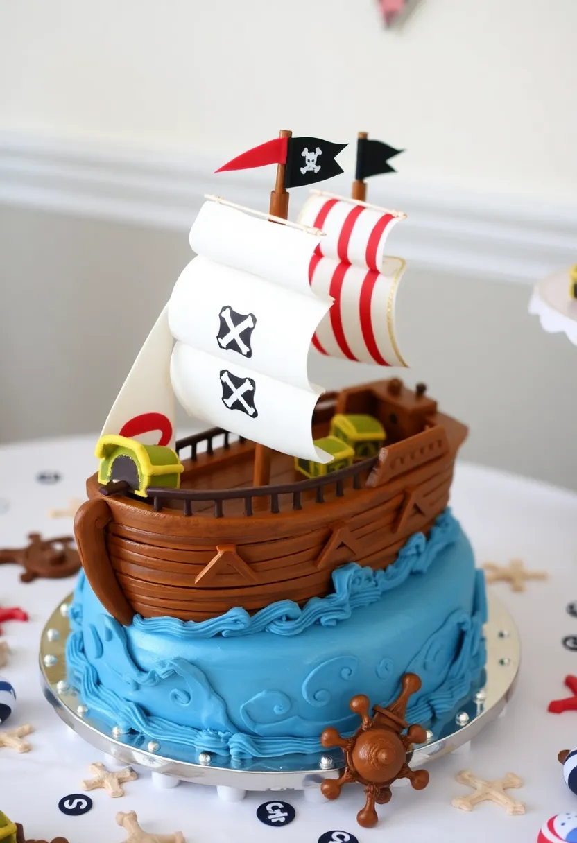 12 Sweet Baby Boy Birthday Cakes Perfect for His First Milestone (Don't Miss #11!) - 11. Adorable Pirate Ship Cake