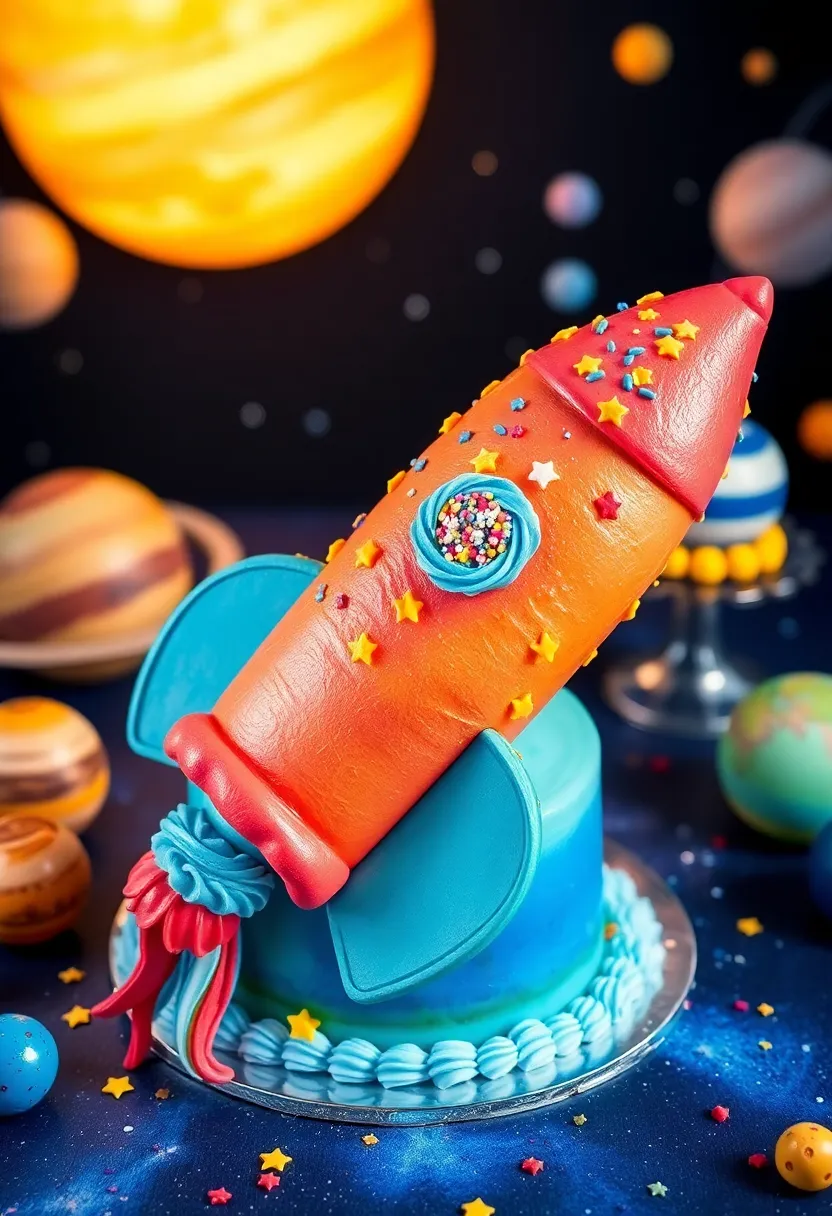 12 Sweet Baby Boy Birthday Cakes Perfect for His First Milestone (Don't Miss #11!) - 7. Charming Space Rocket Cake