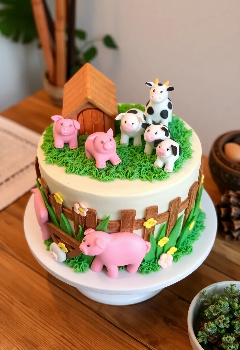 12 Sweet Baby Boy Birthday Cakes Perfect for His First Milestone (Don't Miss #11!) - 8. Cute Farm Animal Cake