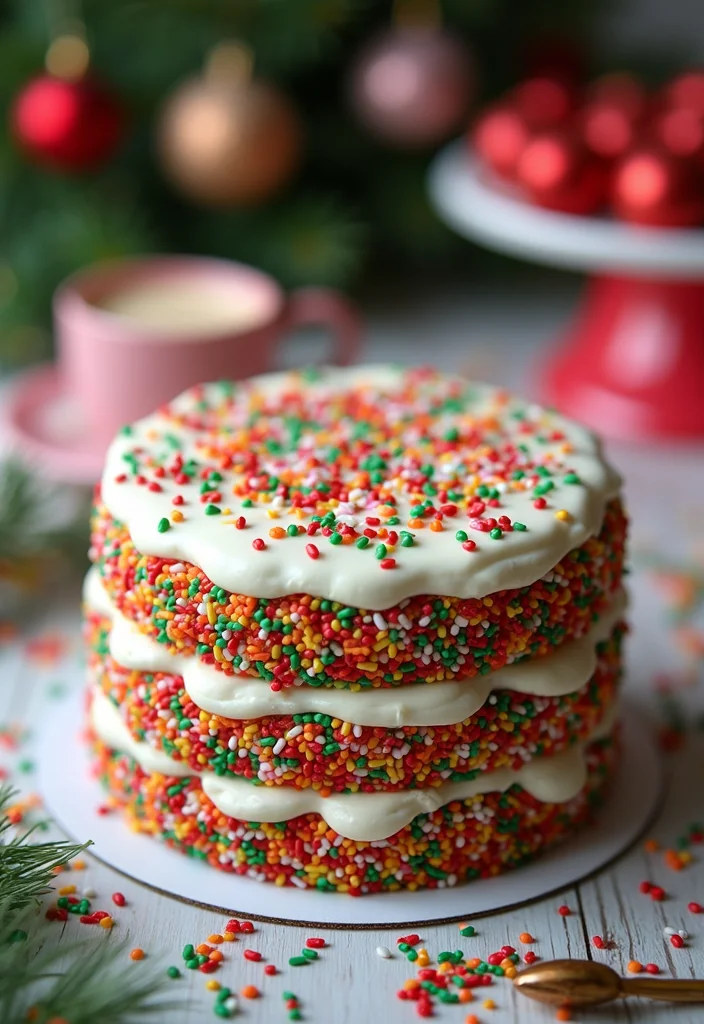 13 Holiday Cake Ideas So Simple, You'll Want to Make Them Every Year! - 13. Funfetti Christmas Cake