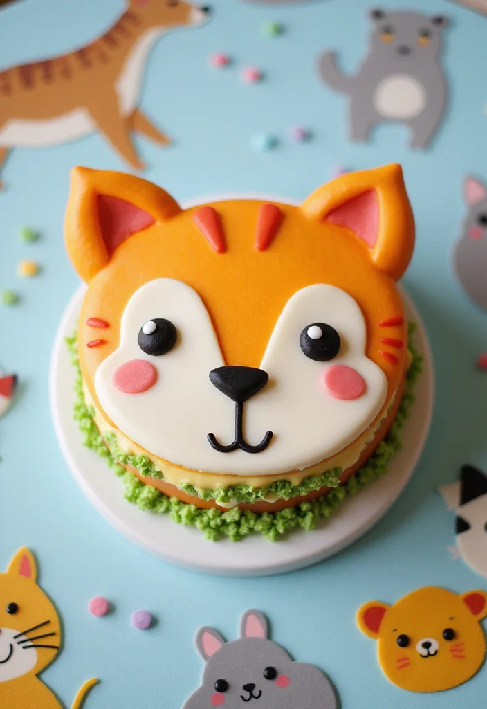 14 Creative Bento Cake Designs That Speak 'I Love You' to Your Boyfriend! - 2. Cute Animal Face Cake