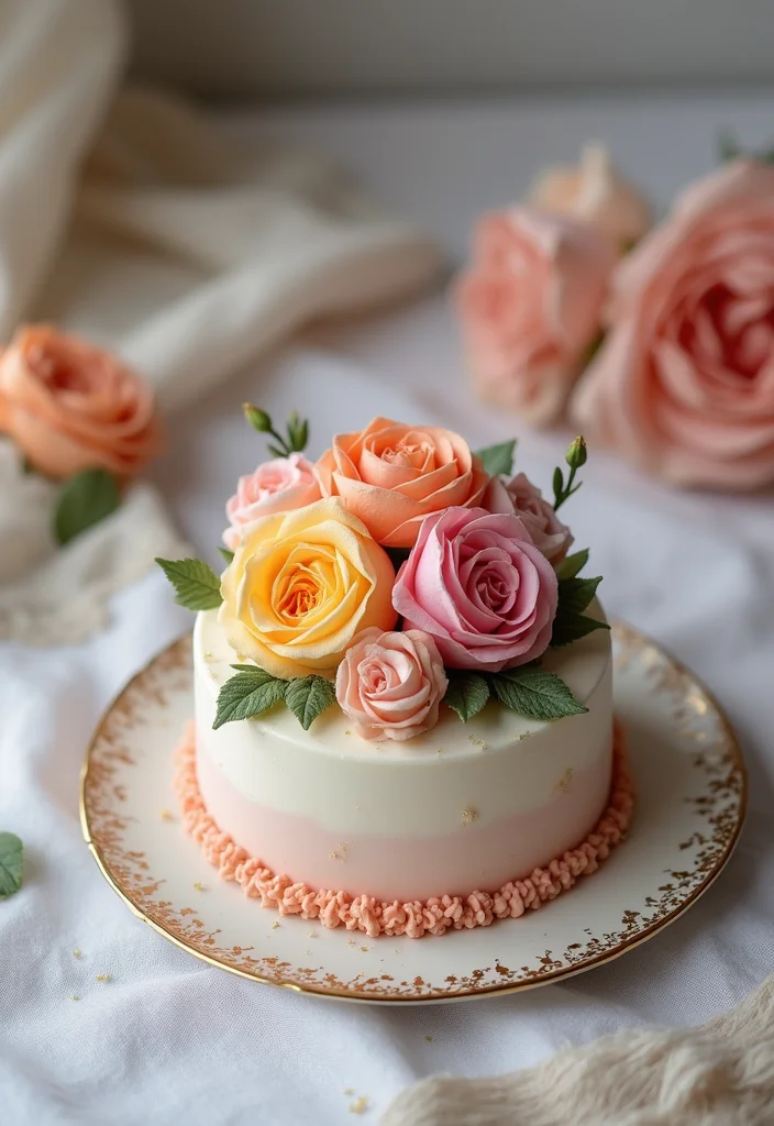 14 Creative Bento Cake Designs That Speak 'I Love You' to Your Boyfriend! - 3. Floral Delight Cake