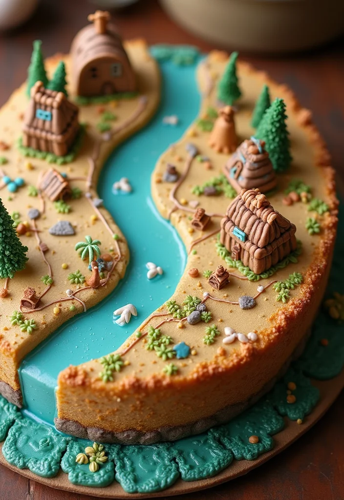 14 Creative Bento Cake Designs That Speak 'I Love You' to Your Boyfriend! - 8. Adventure Map Cake