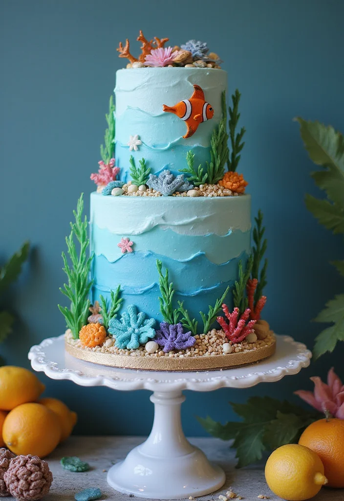 15 Baking Hacks for Creating the Perfect Underwater Theme Cake (Tip #9 Is a Game Changer!) - 15. Signature Cake Stand for Presentation