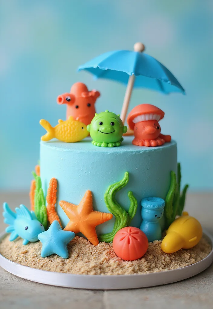 15 Baking Hacks for Creating the Perfect Underwater Theme Cake (Tip #9 Is a Game Changer!) - 8. Add Fun Beach Toys as Cake Toppers