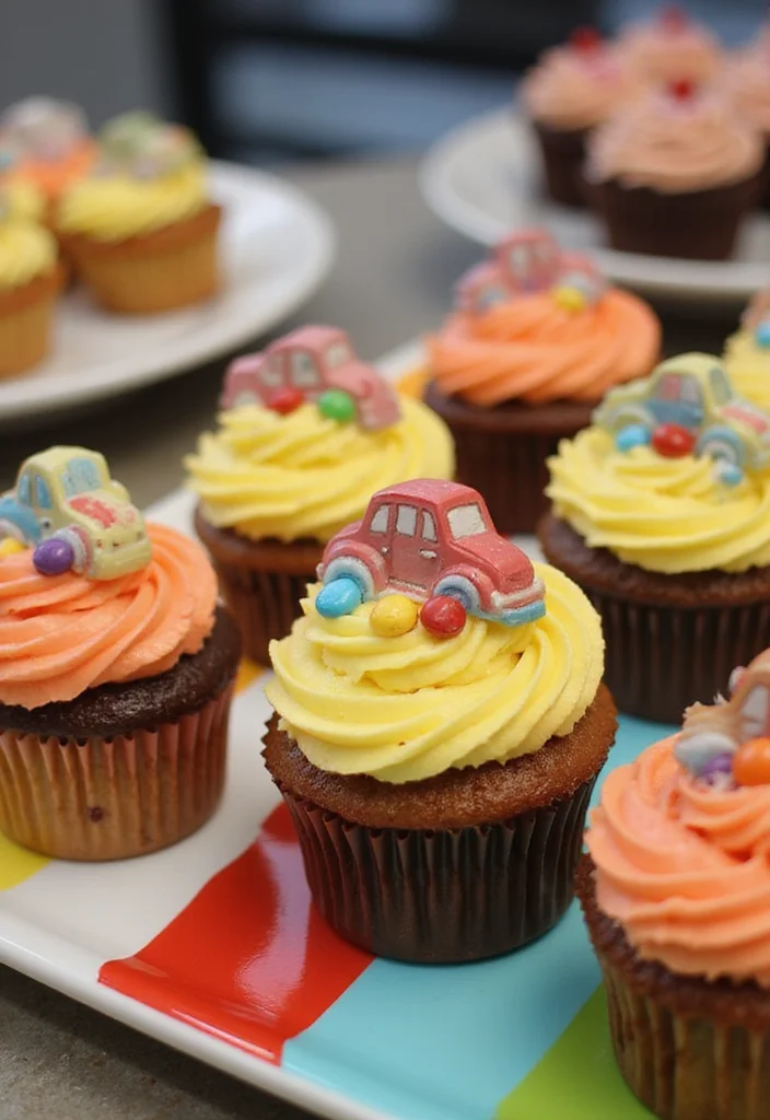15 Creative Car Cake Designs for Kids' Birthdays (You Won't Believe #7!) - 12. Small Car Cupcakes