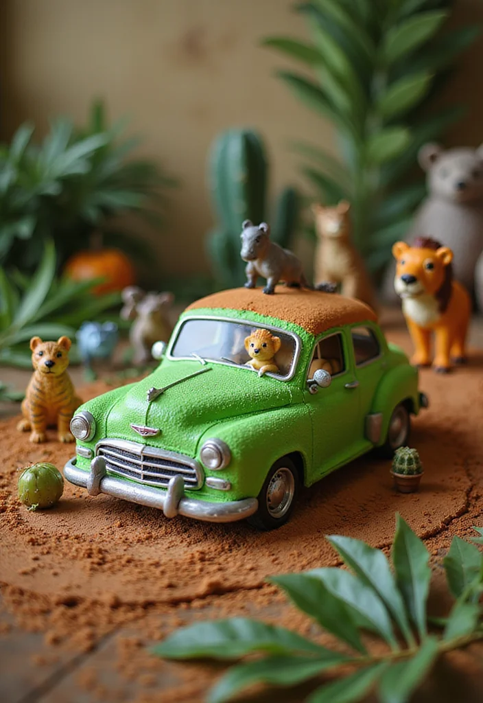 15 Creative Car Cake Designs for Kids' Birthdays (You Won't Believe #7!) - 13. Safari Car Cake