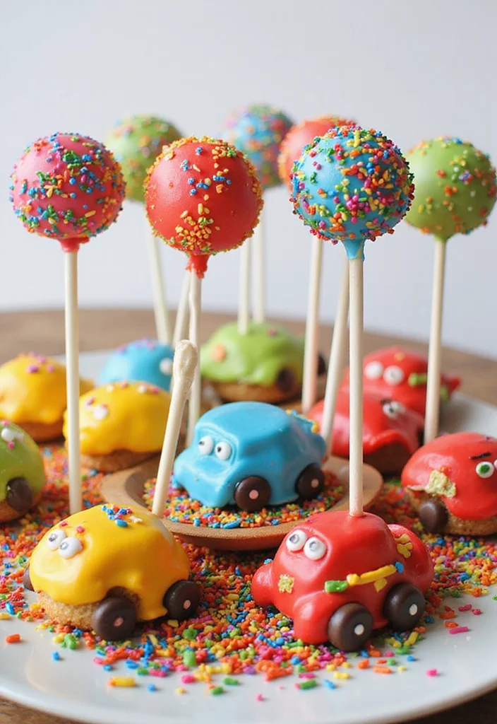 15 Creative Car Cake Designs for Kids' Birthdays (You Won't Believe #7!) - 14. DIY Race Car Cake Pops