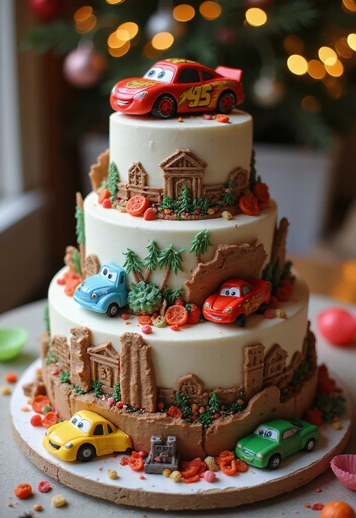 15 Creative Car Cake Designs for Kids' Birthdays (You Won't Believe #7!) - 15. Car-Themed Layer Cake