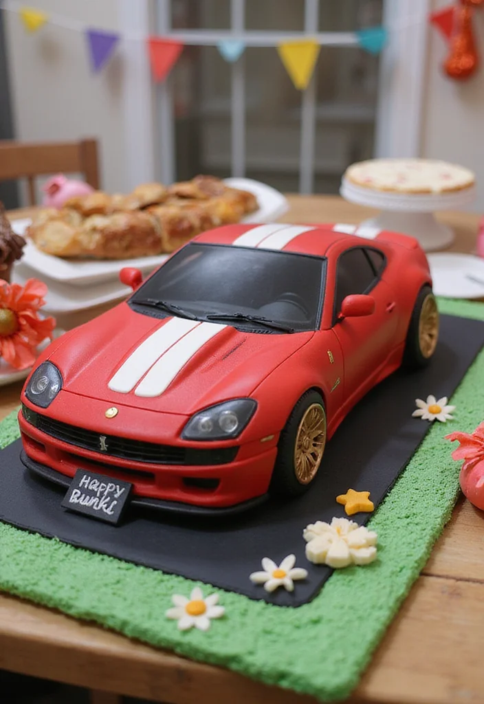 15 Creative Car Cake Designs for Kids' Birthdays (You Won't Believe #7!) - 3. 3D Sports Car Cake