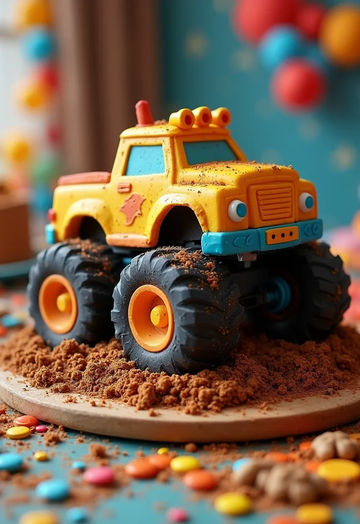 15 Creative Car Cake Designs for Kids' Birthdays (You Won't Believe #7!) - 6. Monster Truck Cake