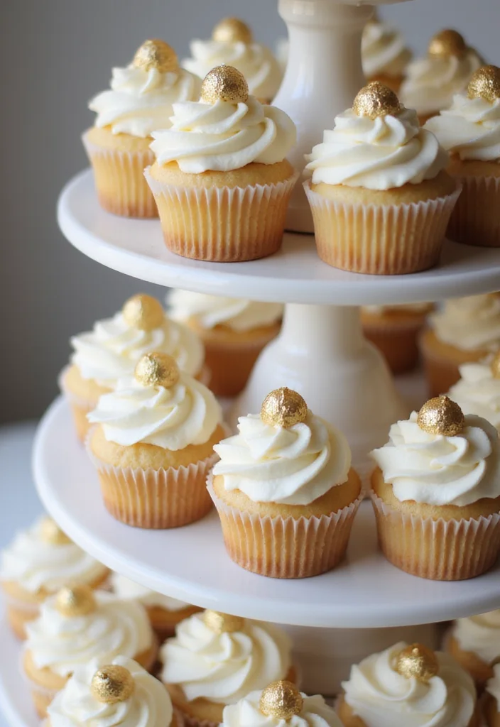 15 Creative Cupcake Cake Designs That Are Perfect for Any Occasion (Wait Till You See #9!) - 7. Elegant Gold and White Cupcake Cake