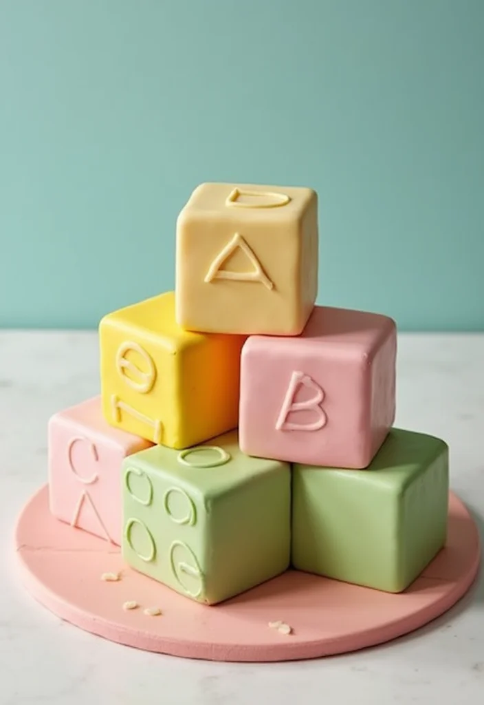 15 Creative Pregnancy Cake Ideas You'll Want to Try (Even If You're Not Pregnant!) - 9. Baby Block Cake