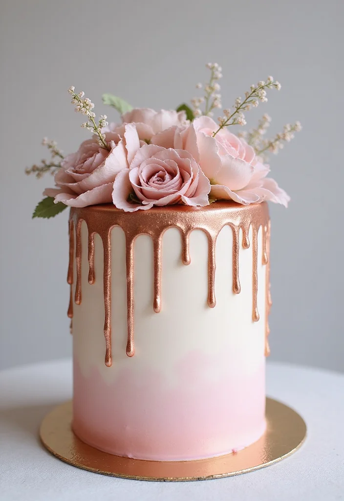 15 Dreamy Rose Gold Cakes for Your Next Celebration (Wait Until You See #5!) - 1. Elegant Rose Gold Drip Cake