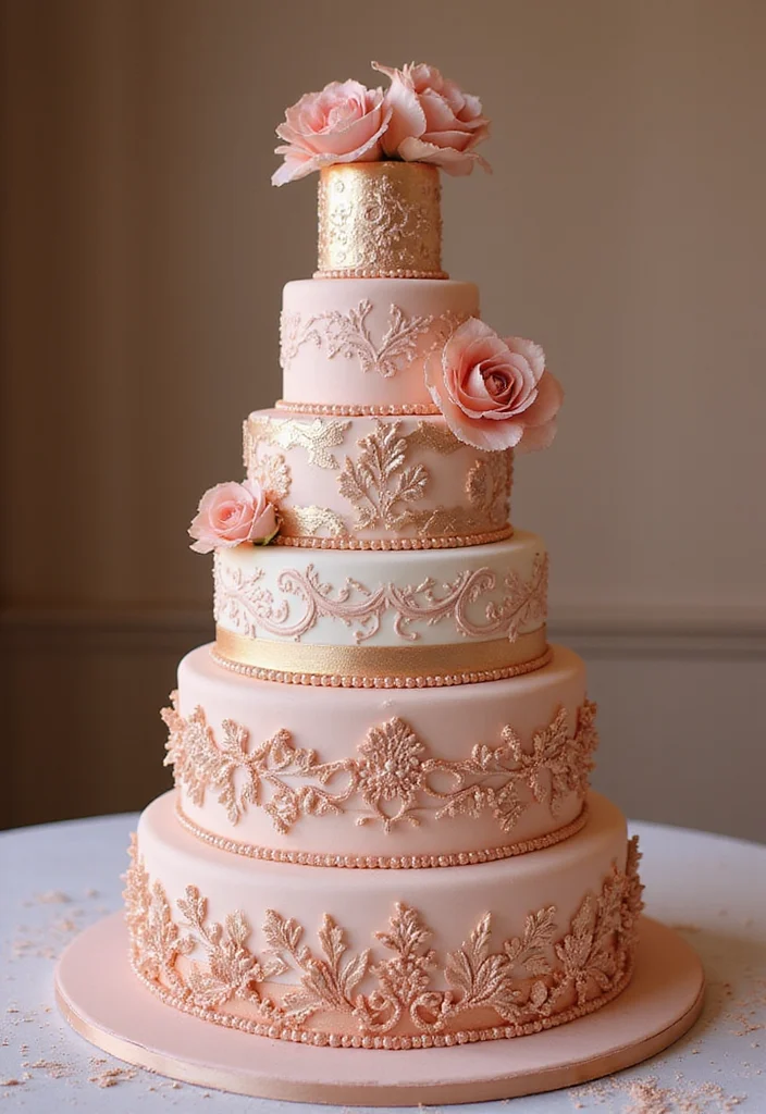 15 Dreamy Rose Gold Cakes for Your Next Celebration (Wait Until You See #5!) - 13. Rose Gold Celebration Tiered Cake