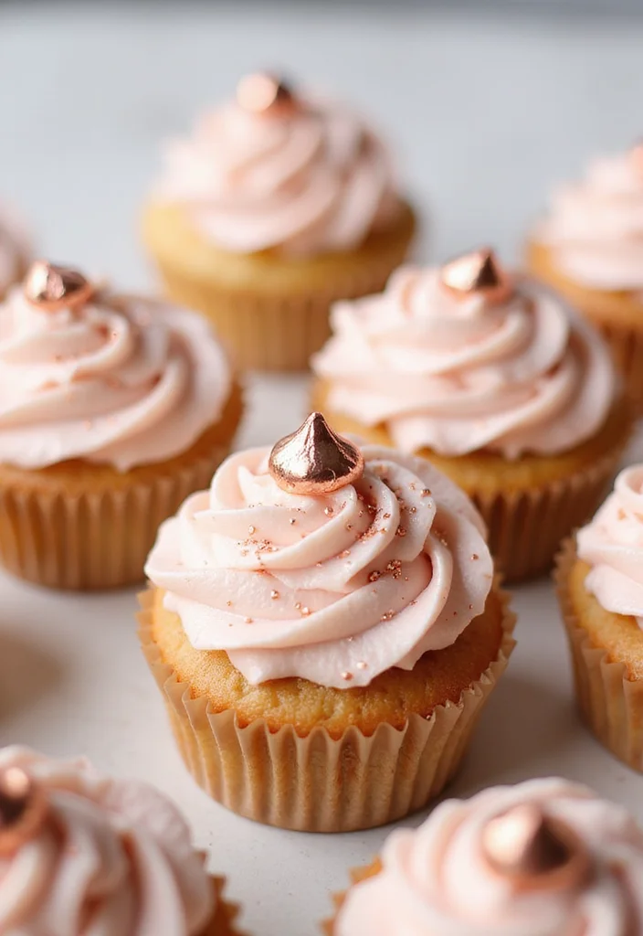 15 Dreamy Rose Gold Cakes for Your Next Celebration (Wait Until You See #5!) - 14. Mini Rose Gold Cupcakes