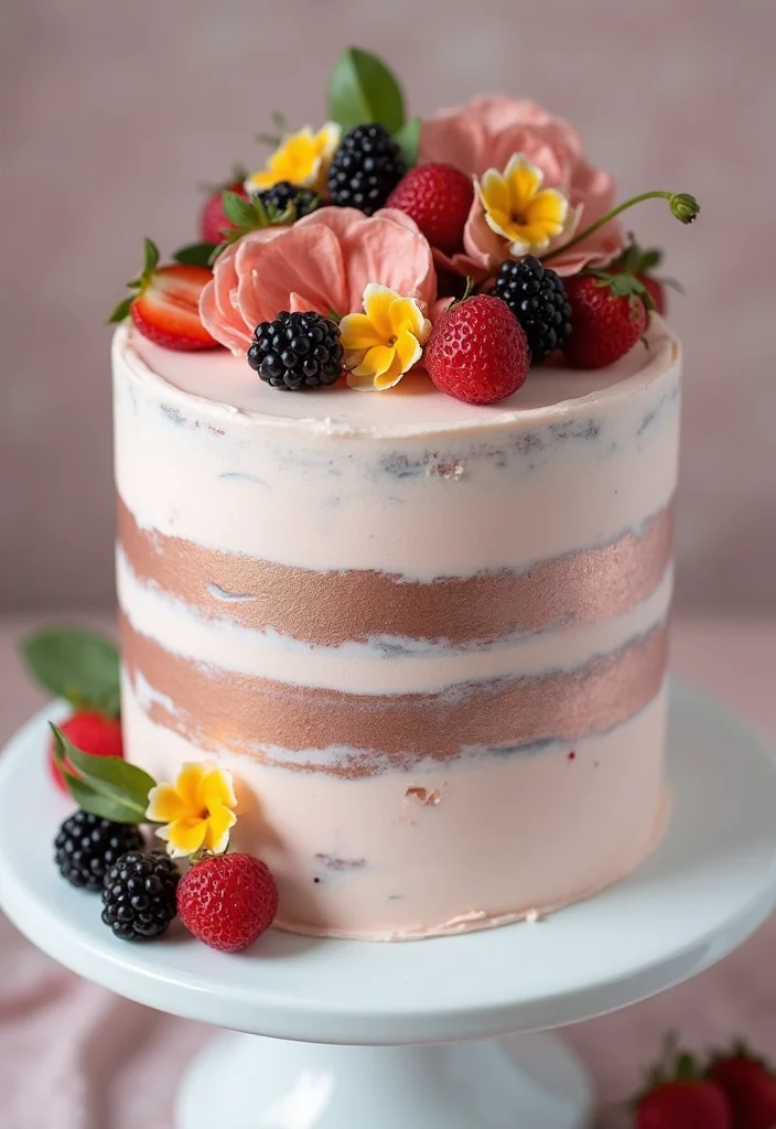 15 Dreamy Rose Gold Cakes for Your Next Celebration (Wait Until You See #5!) - 3. Rustic Rose Gold Buttercream Cake