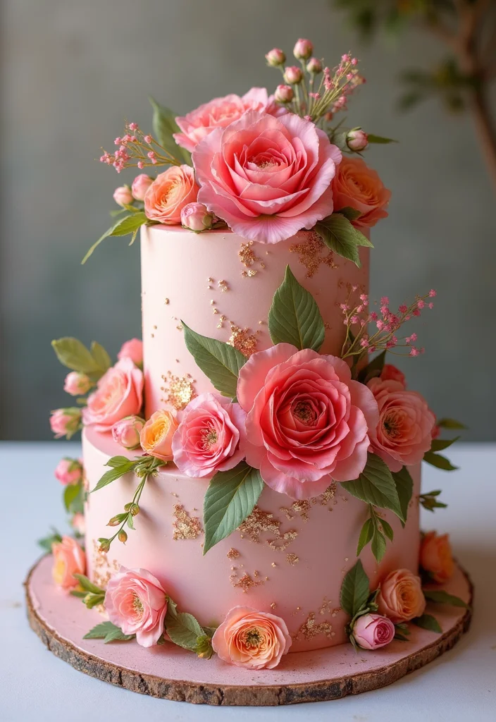 15 Dreamy Rose Gold Cakes for Your Next Celebration (Wait Until You See #5!) - 7. Rose Gold Floral Cake