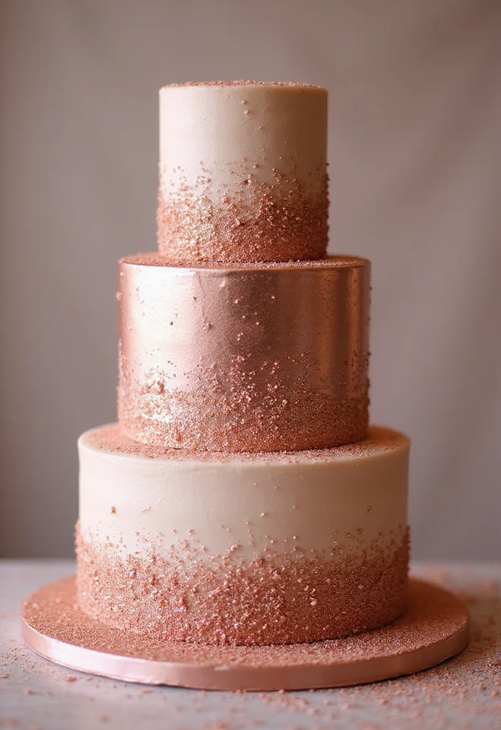 15 Dreamy Rose Gold Cakes for Your Next Celebration (Wait Until You See #5!) - 8. Glittering Rose Gold Celebration Cake