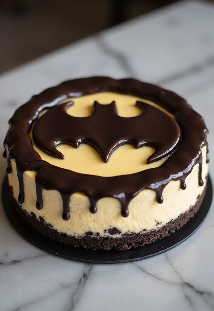 15 Epic Batman Cake Ideas That Will Steal the Show at Any Party! - 11. Batman Themed Cheesecake