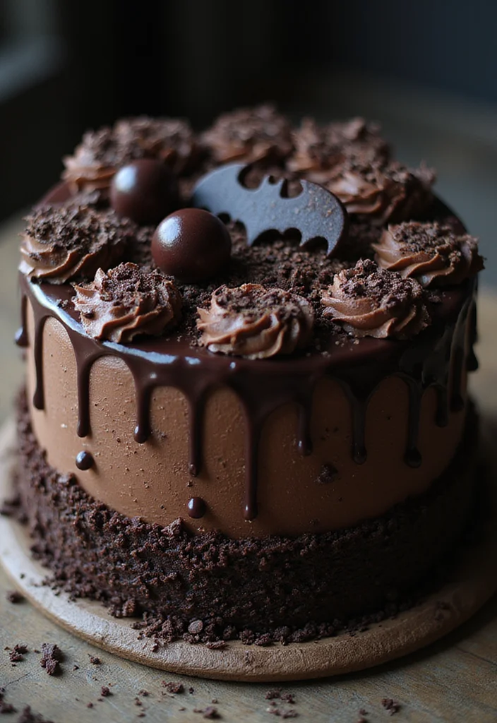 15 Epic Batman Cake Ideas That Will Steal the Show at Any Party! - 14. Dark Knight Fudge Cake