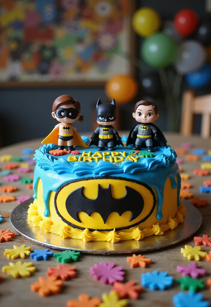 15 Epic Batman Cake Ideas That Will Steal the Show at Any Party! - 15. Batman Birthday Cake with Figures