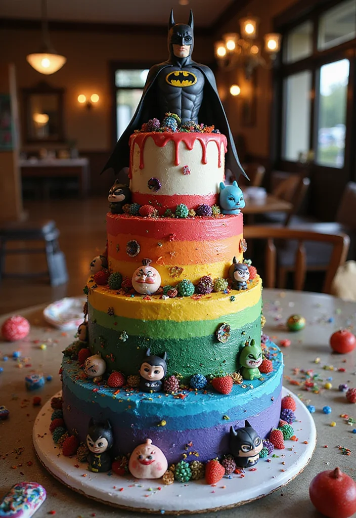 15 Epic Batman Cake Ideas That Will Steal the Show at Any Party! - 8. Villains Layered Cake