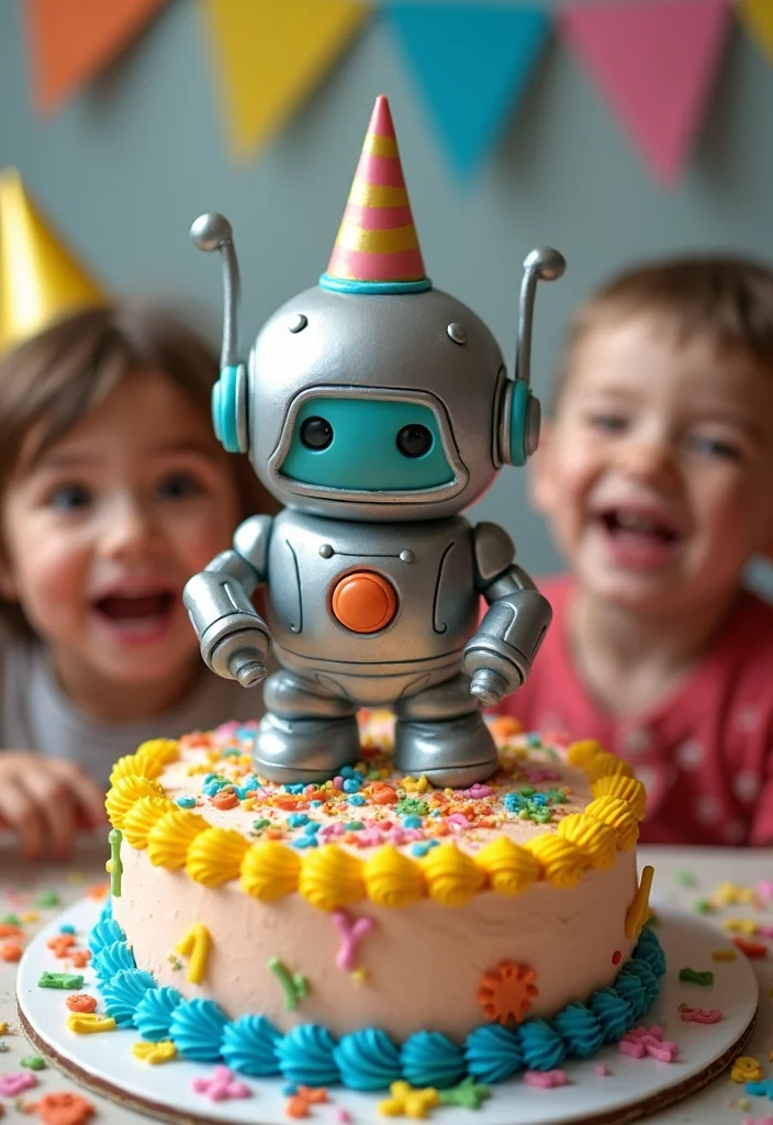 15 Simple Boy Cake Ideas That'll Blow Your Mind (And Your Budget!) - 8. Robot Rumble Cake