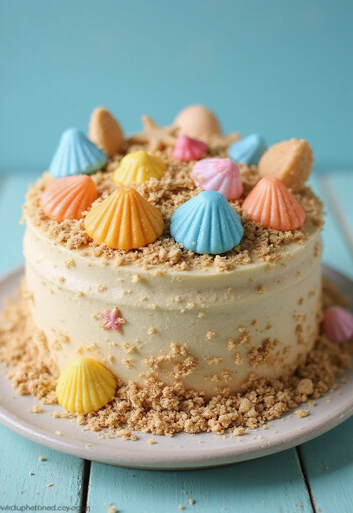 15 Stunning Beach Cake Ideas That Will Make Waves at Your Next Celebration! - 1. Sandy Shore Delight Cake