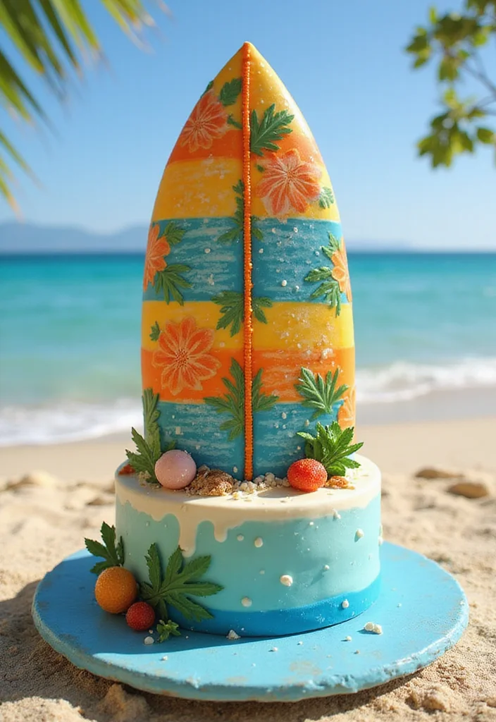 15 Stunning Beach Cake Ideas That Will Make Waves at Your Next Celebration! - 11. Surfboard Cake