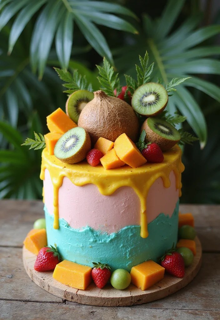 15 Stunning Beach Cake Ideas That Will Make Waves at Your Next Celebration! - 3. Tropical Paradise Cake