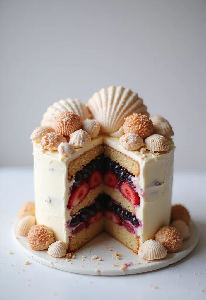 15 Stunning Beach Cake Ideas That Will Make Waves at Your Next Celebration! - 4. Seashell Surprise Cake