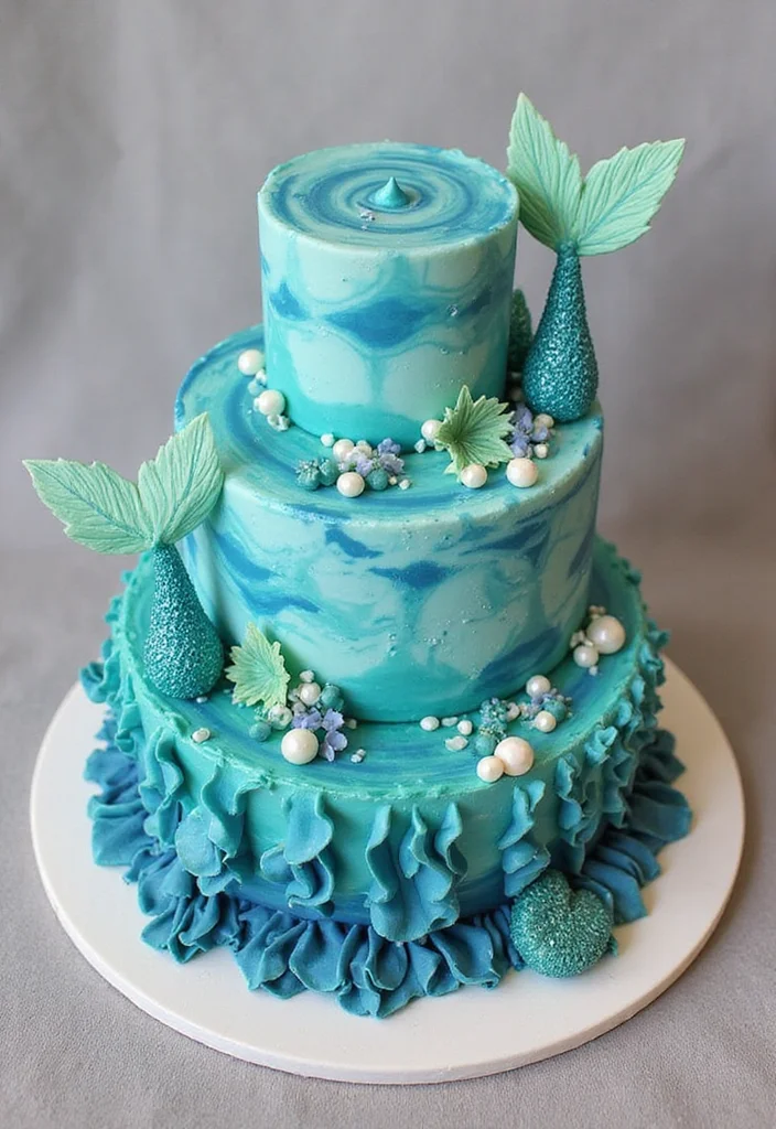 15 Stunning Beach Cake Ideas That Will Make Waves at Your Next Celebration! - 8. Mermaid Cove Cake