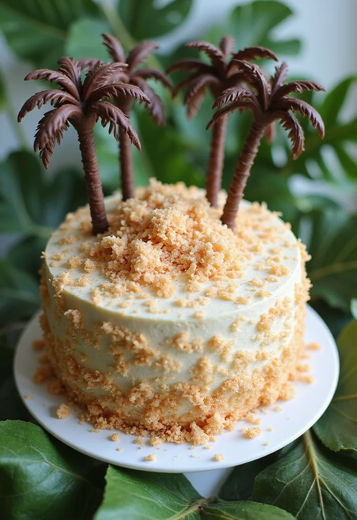 15 Stunning Beach Cake Ideas That Will Make Waves at Your Next Celebration! - 9. Coconut Island Cake