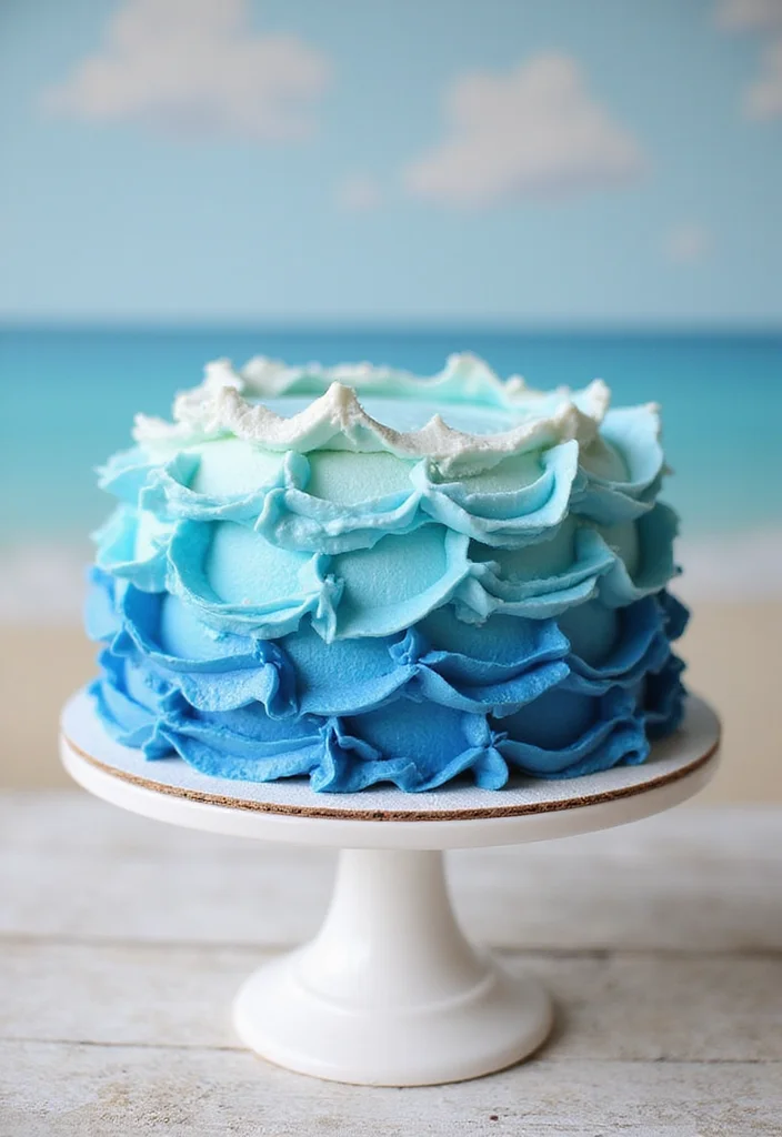 15 Under the Sea Ariel Cake Ideas That Are Simply Jaw-Dropping! - 1. Ocean Wave Cake