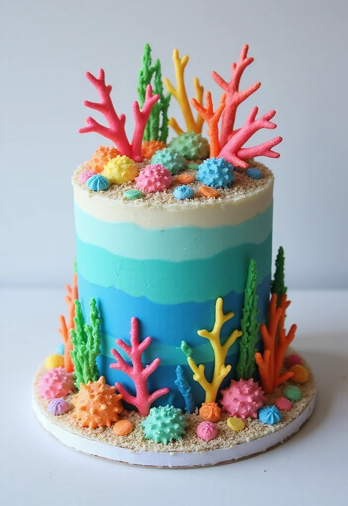 15 Under the Sea Ariel Cake Ideas That Are Simply Jaw-Dropping! - 4. Coral Reef Cake
