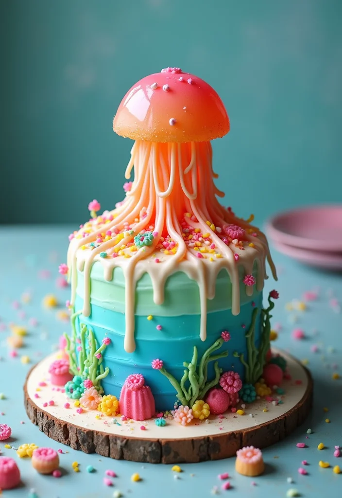 15 Under the Sea Ariel Cake Ideas That Are Simply Jaw-Dropping! - 9. Jellyfish Cake