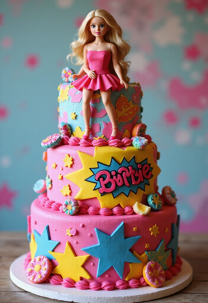 17 Creative Barbie Cake Ideas That Will Make Your Party Shine (Wait Until You See #9!) - 10. Barbie Pop Art Cake