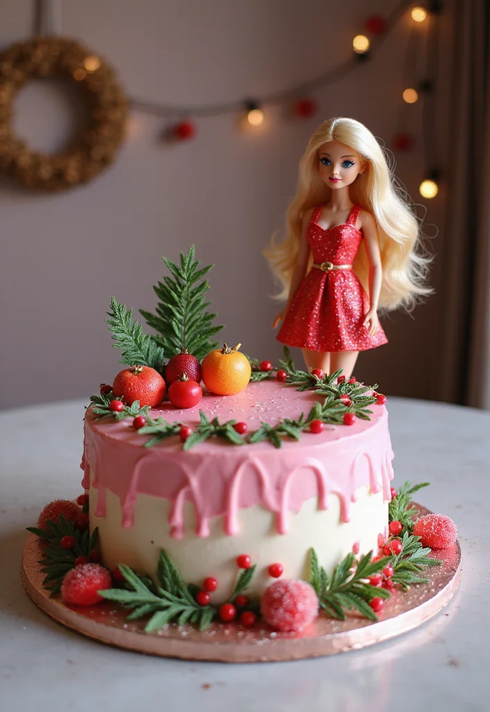 17 Creative Barbie Cake Ideas That Will Make Your Party Shine (Wait Until You See #9!) - 11. Barbie Holiday Cake