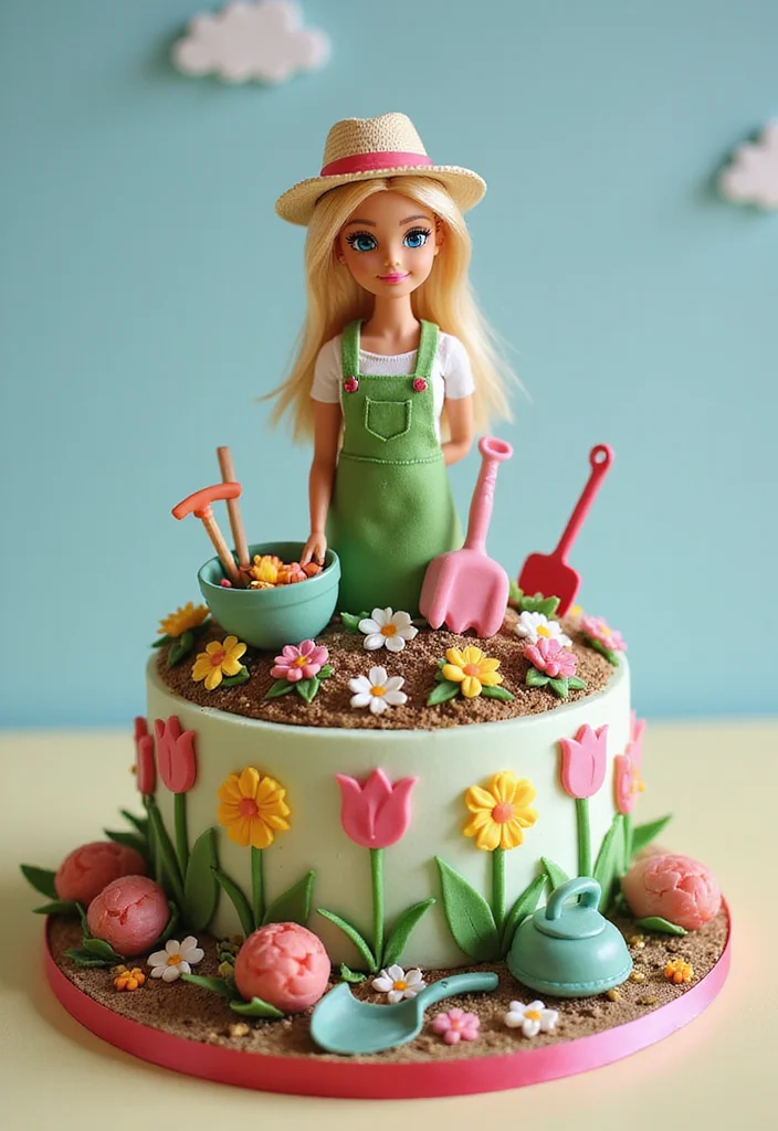 17 Creative Barbie Cake Ideas That Will Make Your Party Shine (Wait Until You See #9!) - 13. Barbie Gardening Cake
