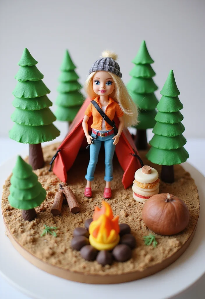 17 Creative Barbie Cake Ideas That Will Make Your Party Shine (Wait Until You See #9!) - 14. Barbie Camping Cake