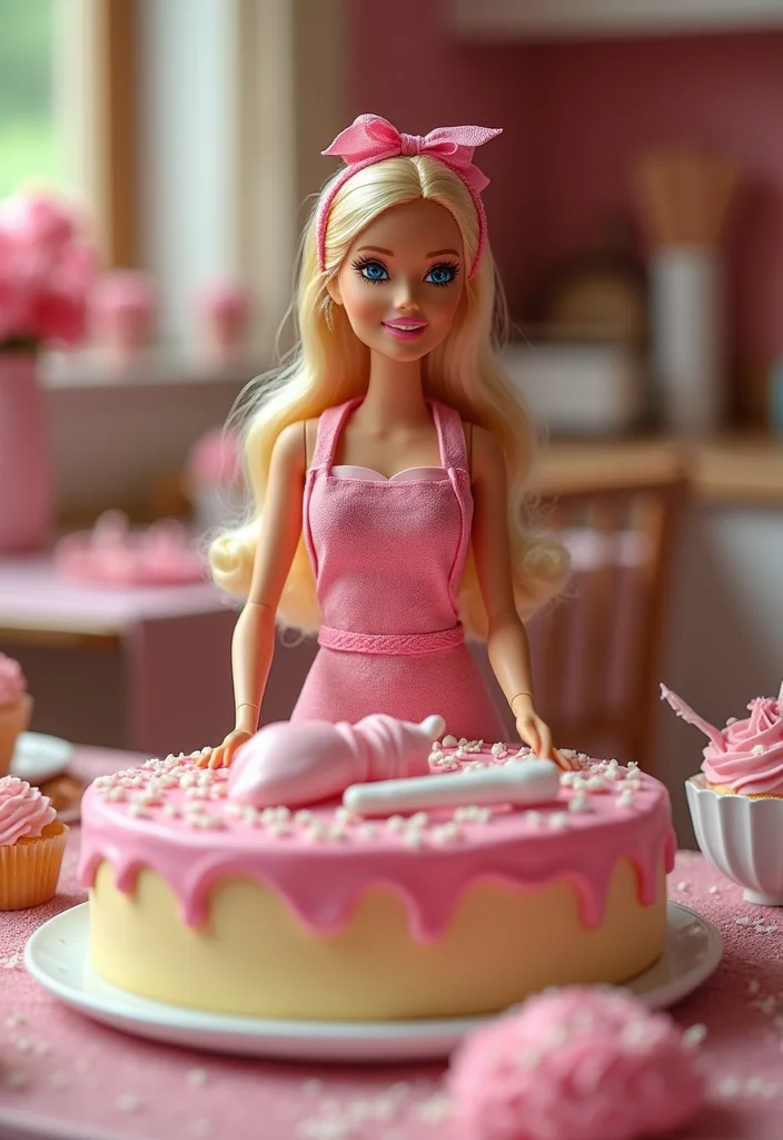 17 Creative Barbie Cake Ideas That Will Make Your Party Shine (Wait Until You See #9!) - 16. Barbie Baking Cake