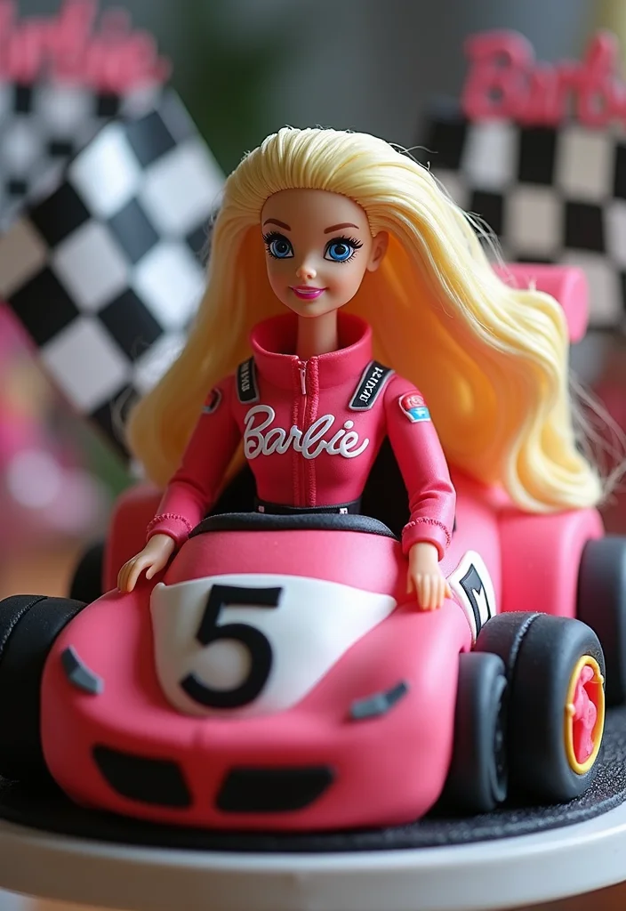 17 Creative Barbie Cake Ideas That Will Make Your Party Shine (Wait Until You See #9!) - 17. Barbie Racing Cake